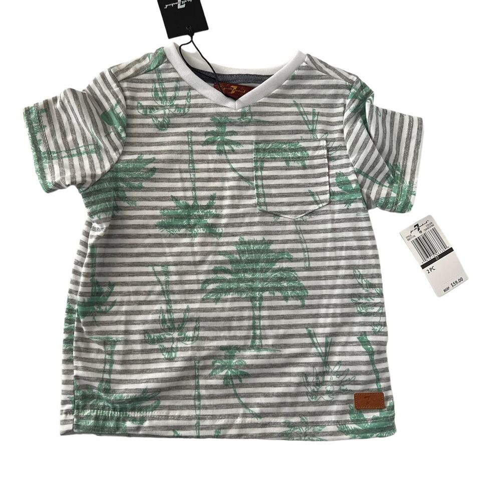 NEW 7 For All Mankind Striped Palm Tree Shirt